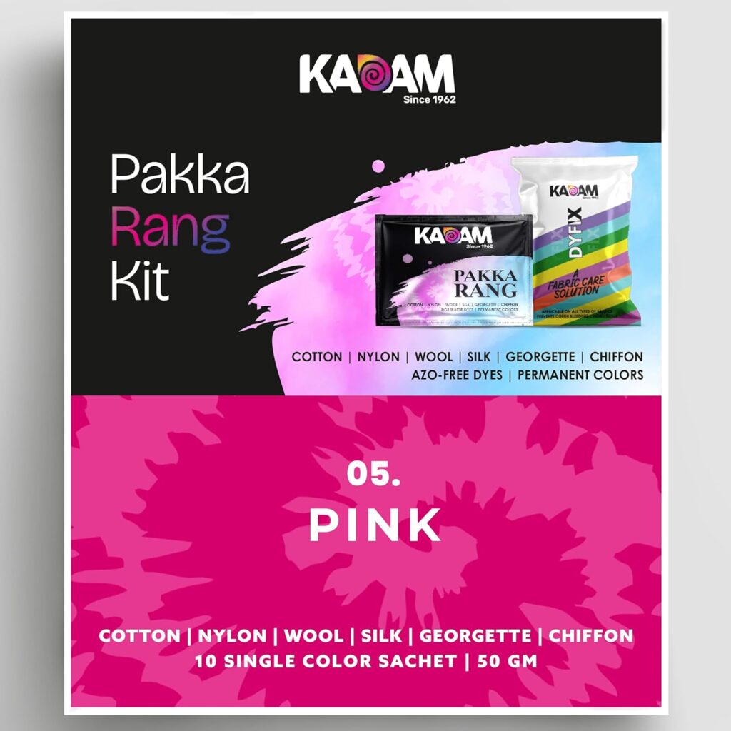 Kadam Pakka Rang Fabric Dye for Clothes Permanent, Cloth Dye Powder, Fabric Dye Clothes, Dye for Faded Jeans, 10 sachets of Shade