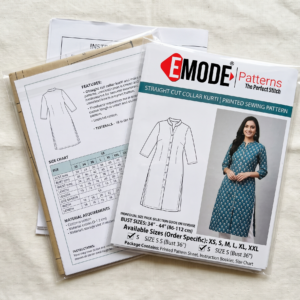 Straight Cut Collar Kurti Printed Sewing Pattern | Bust Sizes 34"–44" | Multi-Size Kurti Pattern