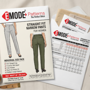 Straight Cut Narrow Pants Printed Sewing Pattern | Waist Sizes 34"–44" | Multi-Size Pants Pattern