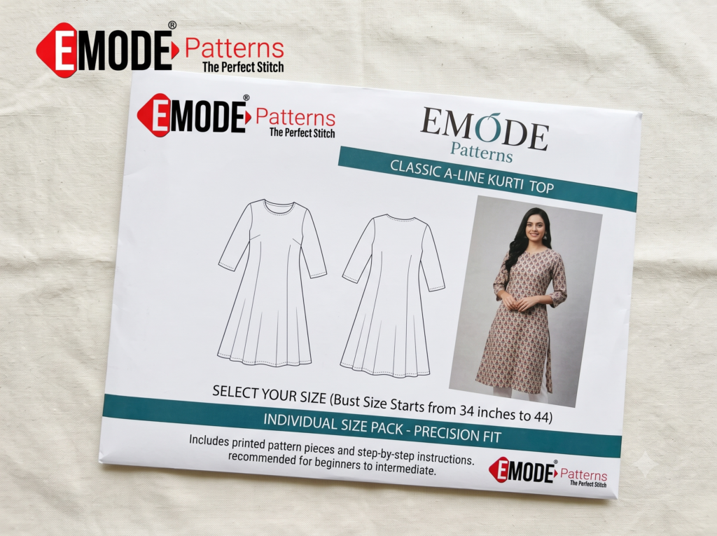 EMODE Patterns: Classic A-Line Kurti Top - Printed Sewing Pattern (Select Size: 34-44)